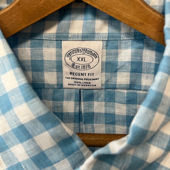 Brooks Brother Gingham Irish Linen Shirt NWT - Picture 2 of 4